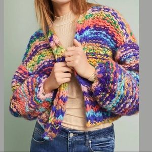 Chunky knit crop sweater Anthropologie colorful